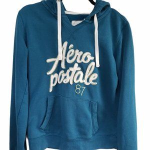AEROPOSTALE Pullover Hoodie Sweatshirt Cozy Teal Blue Size LARGE